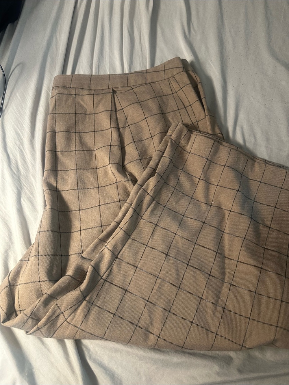 Halogen Beige Windowpane Dress Pants